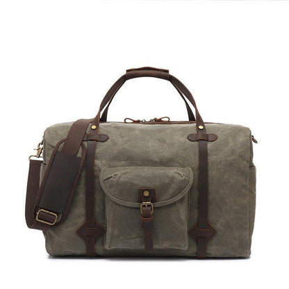 Waxed Canvas Travel Duffle Bag with Pockets