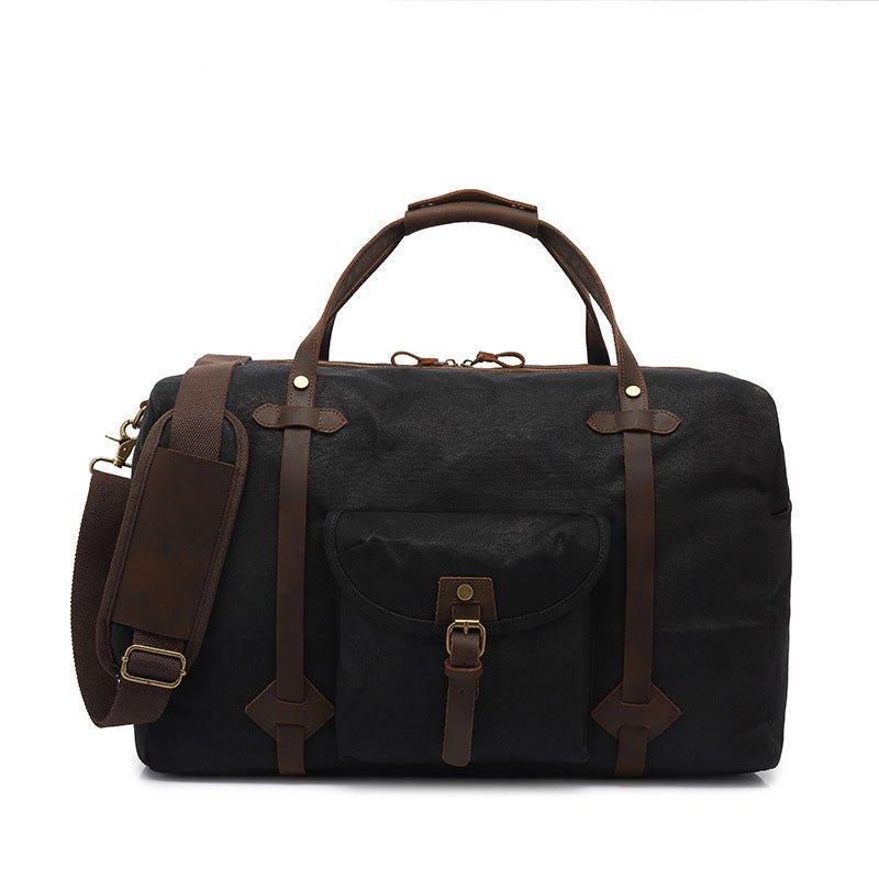 Waxed Canvas Travel Duffle Bag with Pockets