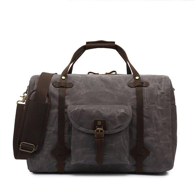 Waxed Canvas Travel Duffle Bag with Pockets