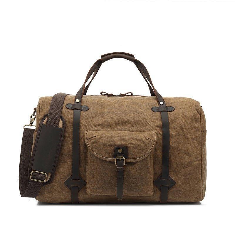 Waxed Canvas Travel Duffle Bag with Pockets