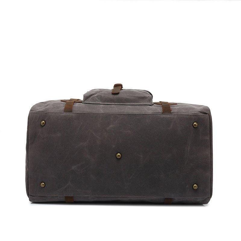 Waxed Canvas Travel Duffle Bag with Pockets