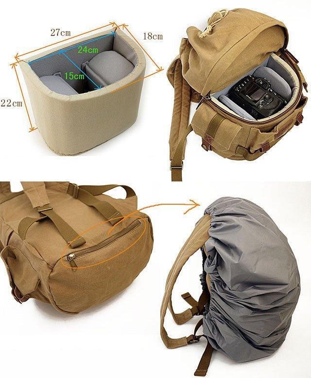 Fashion Canvas Camera Backpack DSLR Case Rucksack