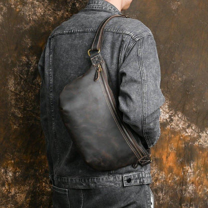 Genuine Cowhide Leather Sling Bag for Man