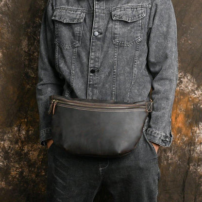 Genuine Cowhide Leather Sling Bag for Man