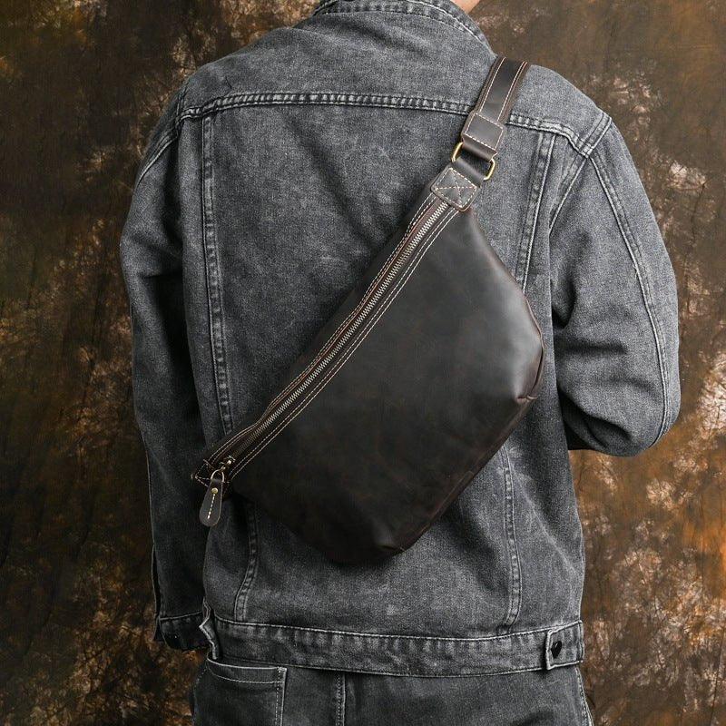 Genuine Cowhide Leather Sling Bag for Man