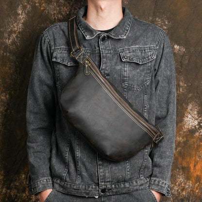 Genuine Cowhide Leather Sling Bag for Man