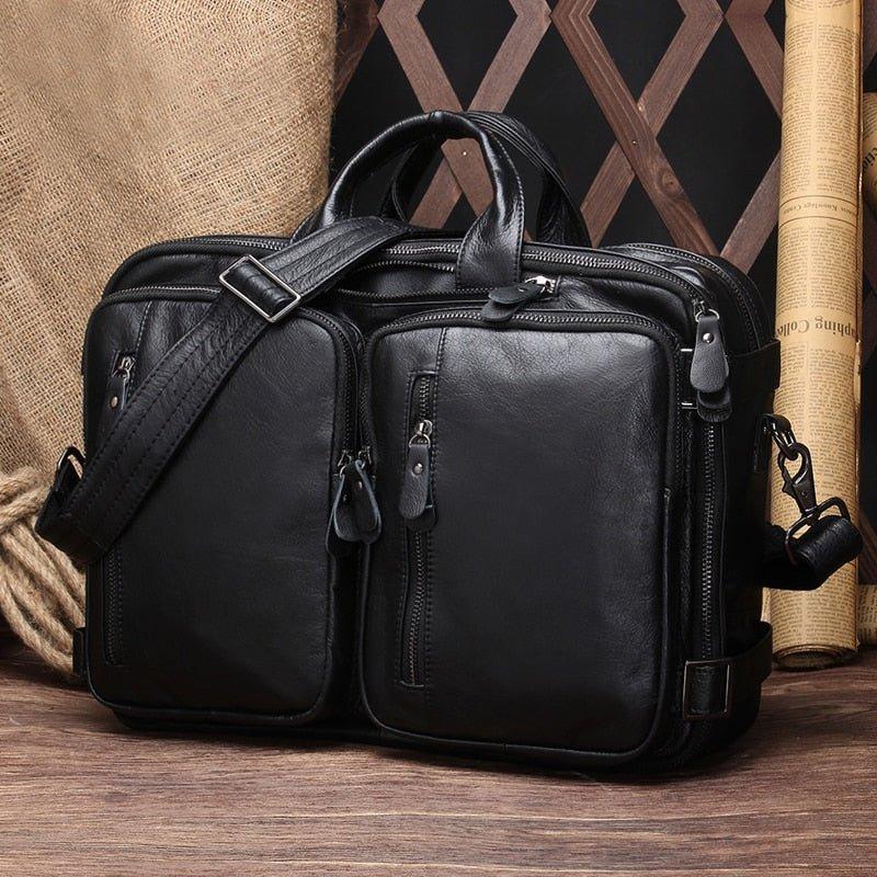 Woosir Leather Briefcase Backpack Convertible 15.6"