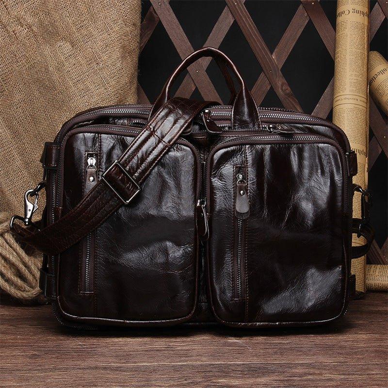 Woosir Leather Briefcase Backpack Convertible 15.6"