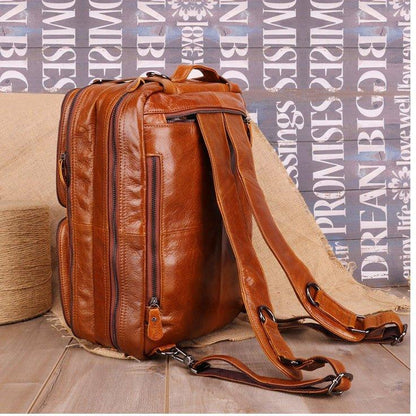 Woosir Leather Briefcase Backpack Convertible 15.6"