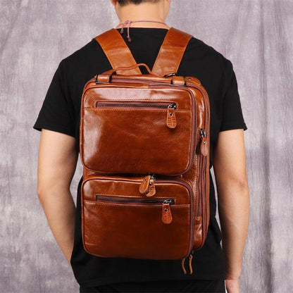 Woosir Leather Briefcase Backpack Convertible 15.6"