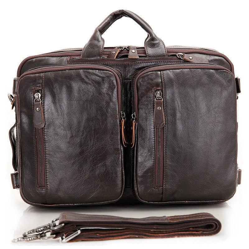 Woosir Leather Briefcase Backpack Convertible 15.6"