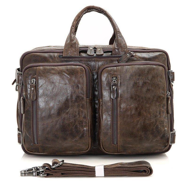 Woosir Leather Briefcase Backpack Convertible 15.6"