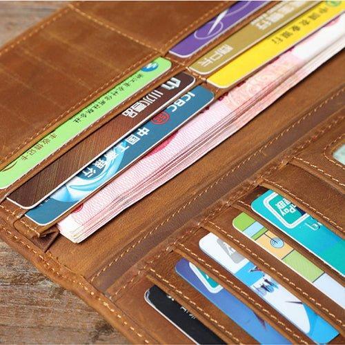 Woosir Leather Mens Long Wallet With Zipper Inside