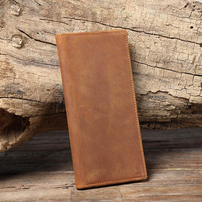 Woosir Leather Mens Long Wallet With Zipper Inside