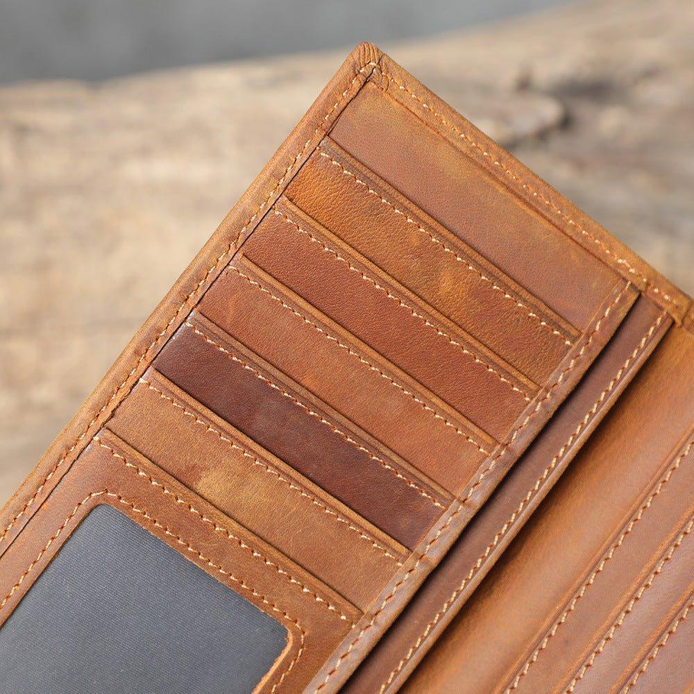 Woosir Leather Mens Long Wallet With Zipper Inside