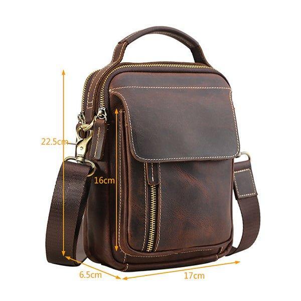 Crossbody Messenger Bag Mens Leather Small