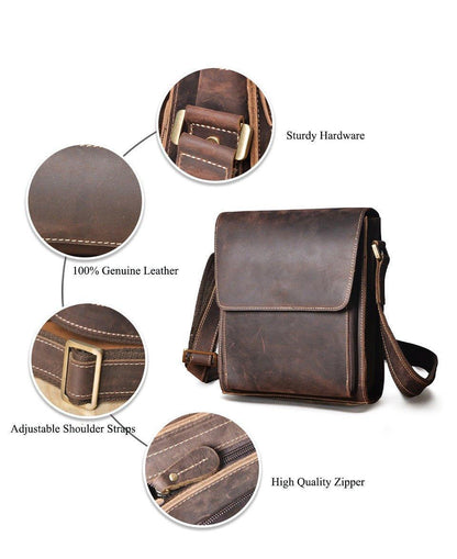 Woosir Genuine Leather Messenger Shoulder Bag for Men