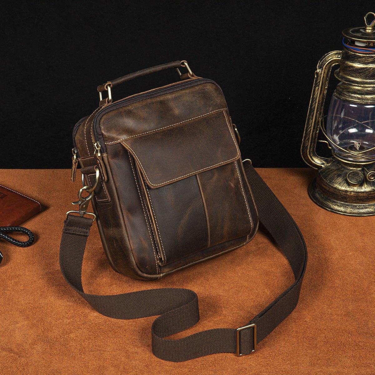 Woosir Vintage Leather Messenger Shoulder Bag for Men