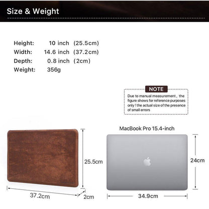 Woosir Genuine Leather Sleeve for 15.4 Inch Macbook Pro