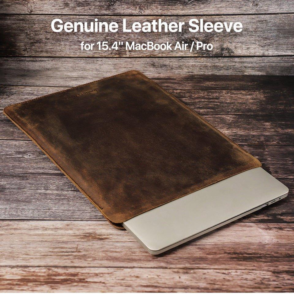 Woosir Genuine Leather Sleeve for 15.4 Inch Macbook Pro