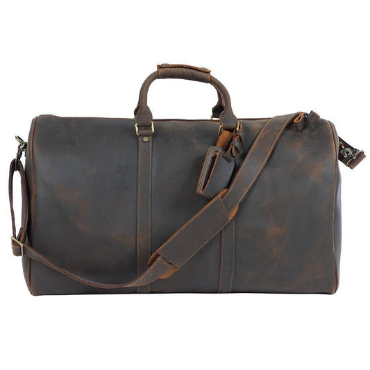 Leather Weekender Duffel Luggage Bag 24 inch