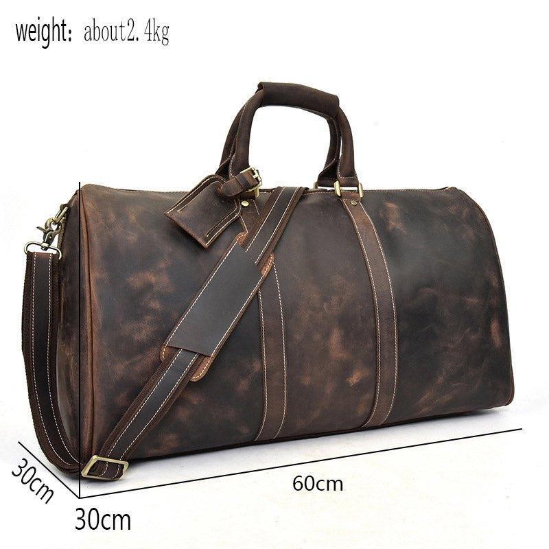 Leather Weekender Duffel Luggage Bag 24 inch