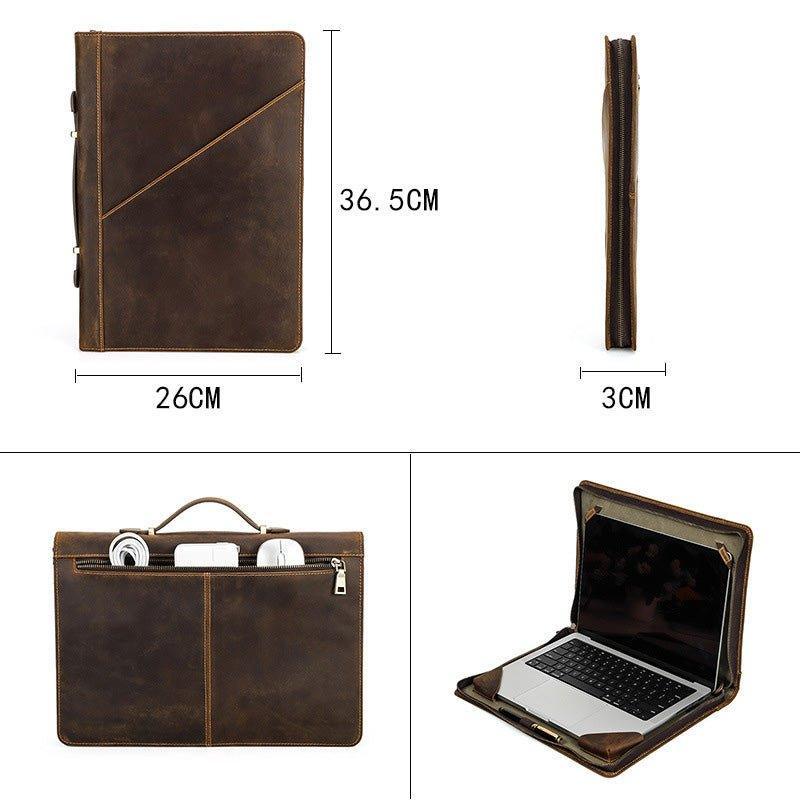 Woosir Leather Zipper Folio Case for Macbook Pro 14"