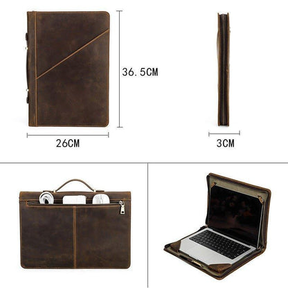 Woosir Leather Zipper Folio Case for Macbook Pro 14"