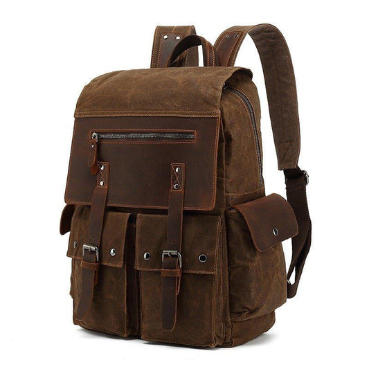 Waxed Canvas Backpack Rucksack with Side Pockets