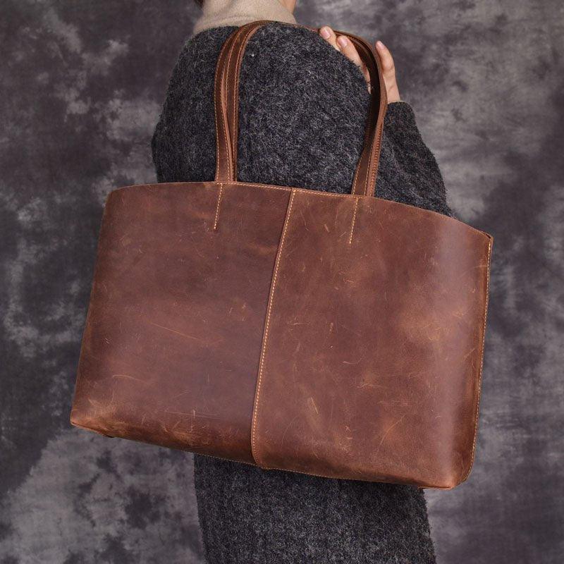 Woosir Large Leather Tote with Inner Pocket