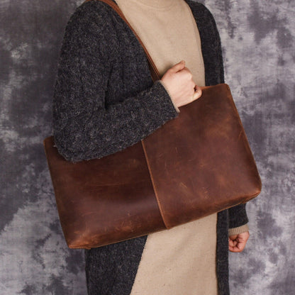 Woosir Large Leather Tote with Inner Pocket