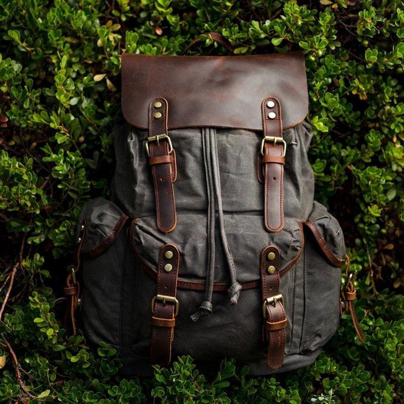 Large Leather and Canvas Backpack Rucksack