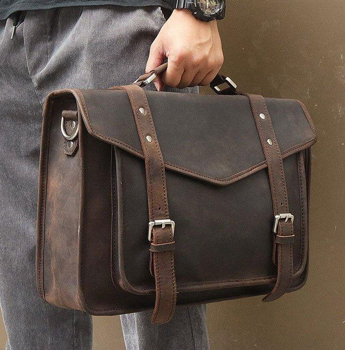 Woosir Leather Attache Case for Men 14 Inch