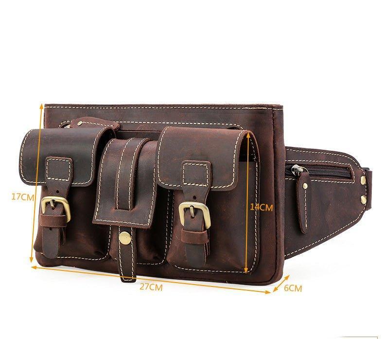 Woosir Leather Belt Bag with Pockets