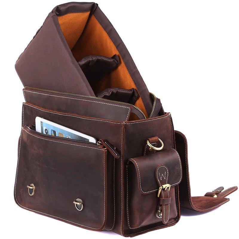 Woosir Leather Camera Bag Vintage Stylish SLR DSLR Lens