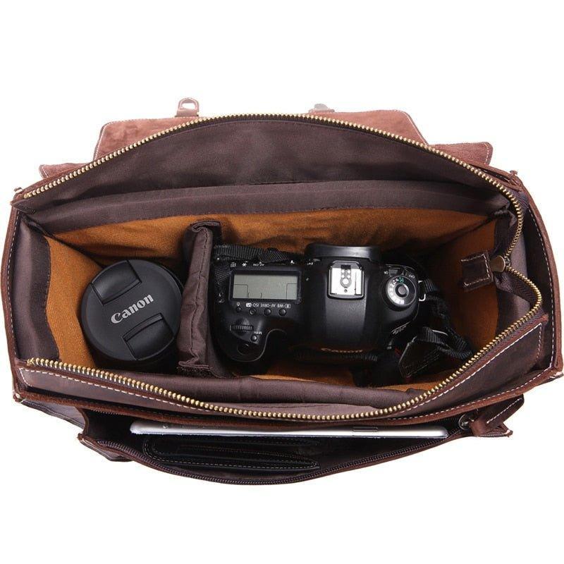 Woosir Leather Camera Bag Vintage Stylish SLR DSLR Lens