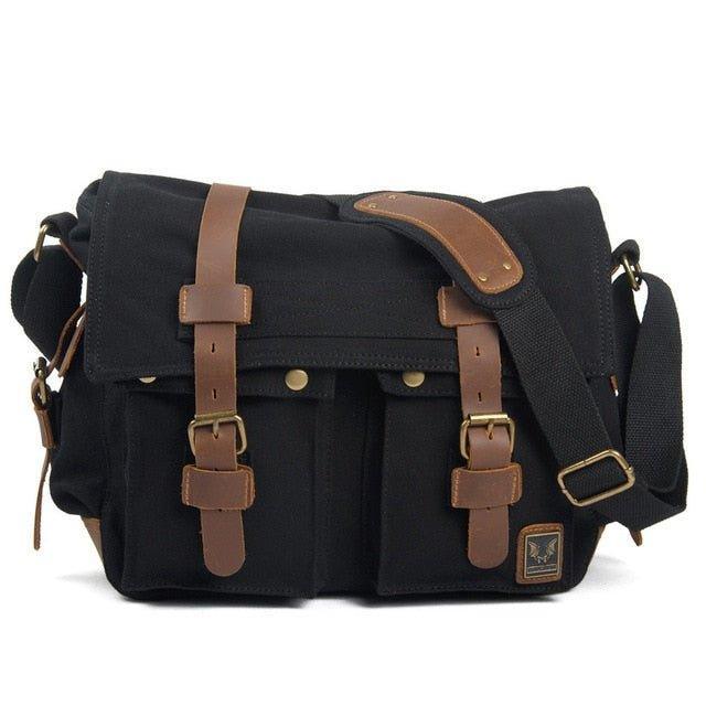 Leather Canvas Camera Bag Vintage Messenger Bag