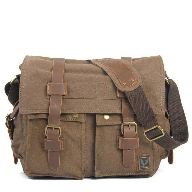 Leather Canvas Camera Bag Vintage Messenger Bag