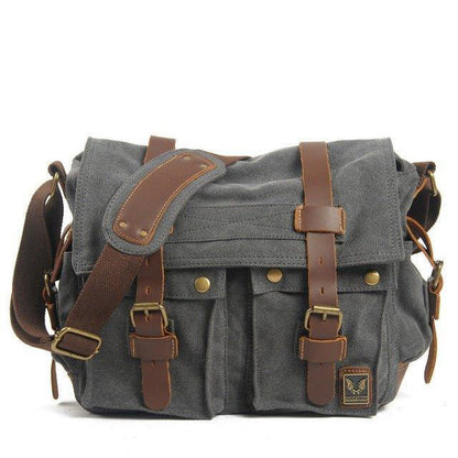 Leather Canvas Camera Bag Vintage Messenger Bag