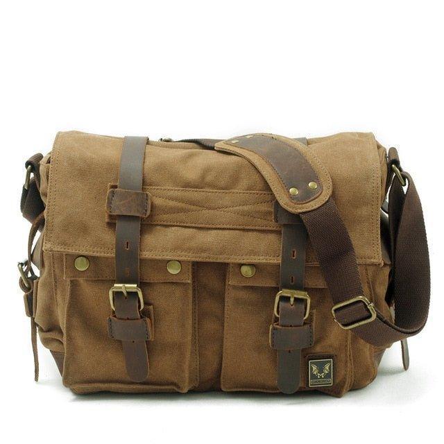 Leather Canvas Camera Bag Vintage Messenger Bag