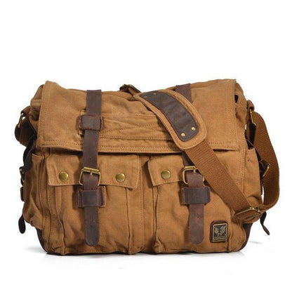 Leather Canvas Camera Bag Vintage Messenger Bag