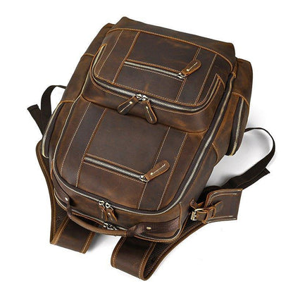 Large Vintage Mens Leather Backpack for Travel