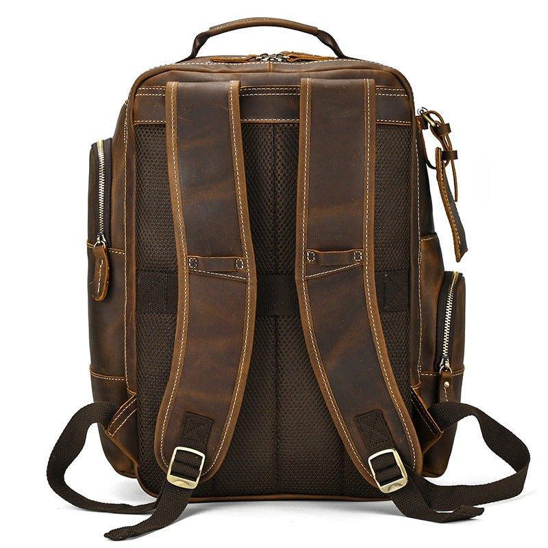 Large Vintage Mens Leather Backpack for Travel