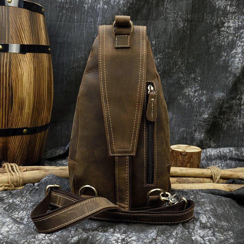 Leather Crossbody Bags for Men Sling Backpack