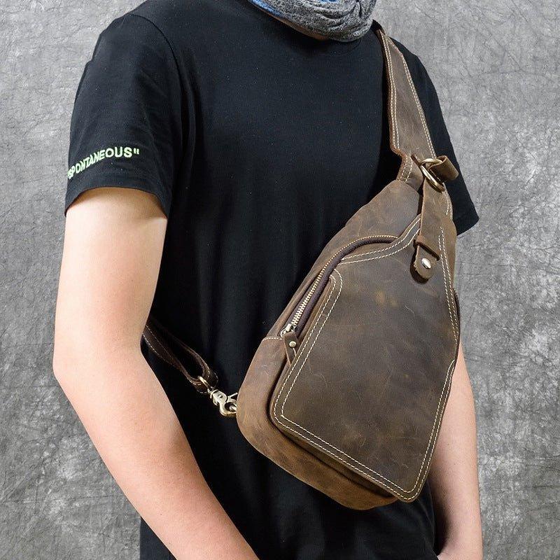 Leather Crossbody Bags for Men Sling Backpack