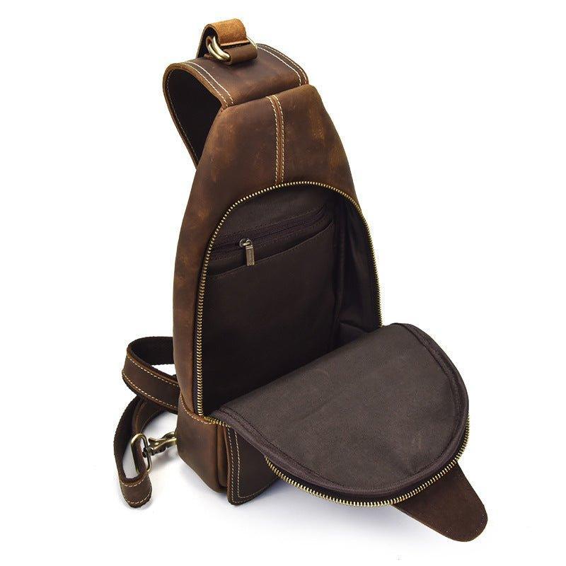 Leather Crossbody Bags for Men Sling Backpack