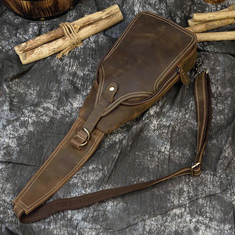 Leather Crossbody Bags for Men Sling Backpack