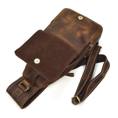 Leather Crossbody Bags for Men Sling Backpack