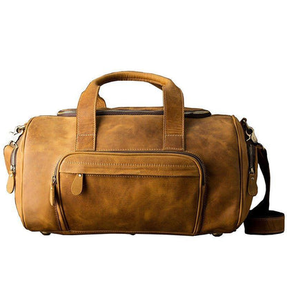 Mens Leather Duffle Bag with Pockets