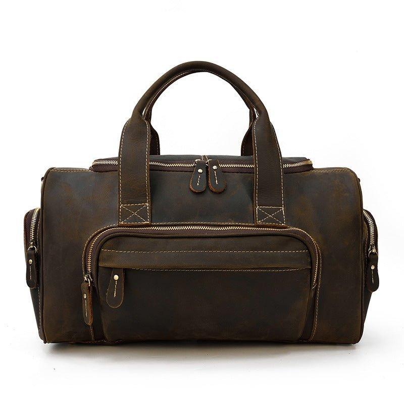 Mens Leather Duffle Bag with Pockets